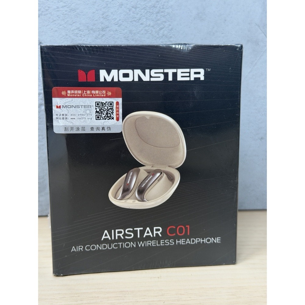 Monster Airstar C01 Wireless Bluetooth Ear-hook Headphones Ivory Dual Modes NEW